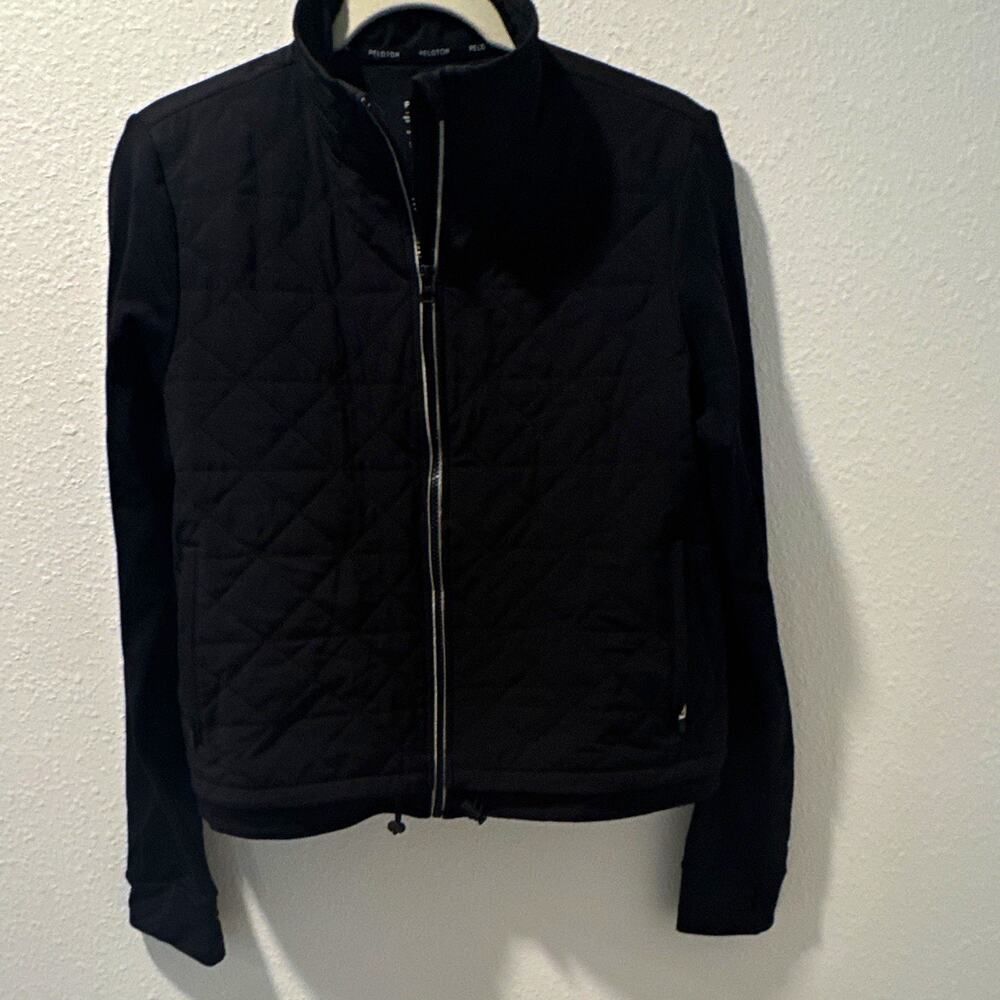 Peloton Womens Black Quilted Full Zip Jacket Zipped Pockets Size L 0115